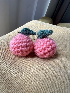 Handmade Crocheted Peach Dangle Earring